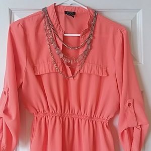 rue21 coral shirt dress